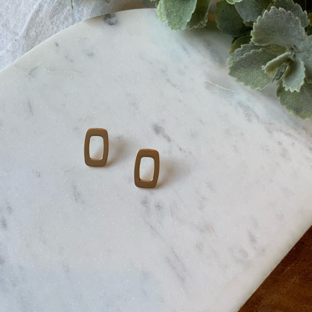 The Flannery - Gold Brushed Geometric Studs - Picture 2 of 6